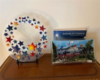 Foyer 
Two Peggy Karr collectable plates 
Stars and the very collectible Rosenblatt Stadium 