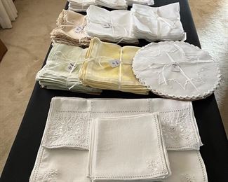 A nice selection of dinner napkins, Irish linens, French and Chinese Wang 