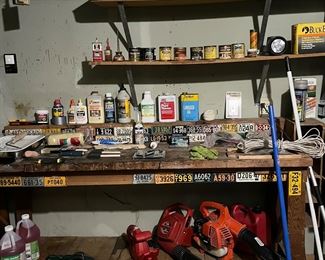 Garage
Workbench
Paint supplies 
And much more