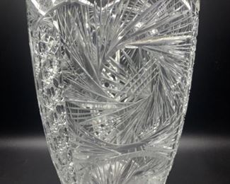 ABP Reproduction Cut Crystal Vase w/ Sawtooth Edge, Signed Yasemin, Made in Turkey (Russian Border)
