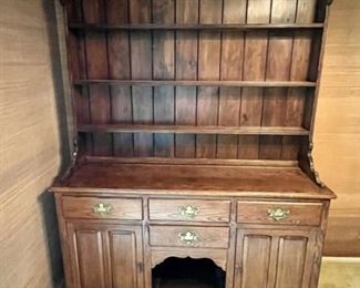 Vintage Oak Welsh Dresser w/ Open Hutch