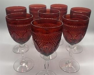 (8) Cristal D'Arques in Antique Red Water Goblets