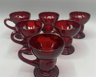(6) Vtg. 1930's Moondrops in Ruby: Whiskey
By New Martinsville
Discontinued Pattern Ran from 1932-1940