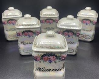 (6) Vtg. Porcelain: Spice Boxes, 3/5