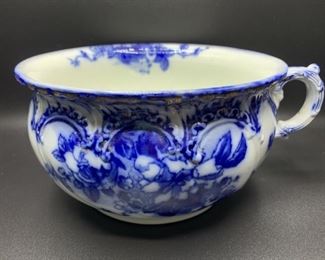 Antique English Flow Blue Serving Bowl w/ 1 Handle
