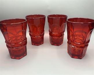 (4) Vtg. Argus Ruby by Fostoria 11oz Flat Tumbler