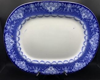 Antique Burslem Doulton Flow Blue English Platter