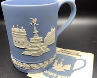Wedgwood Blue Jasperware 1971 Christmas Mug