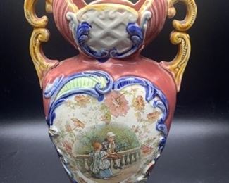 Antique Majolica Vase, Circa 1875-1880