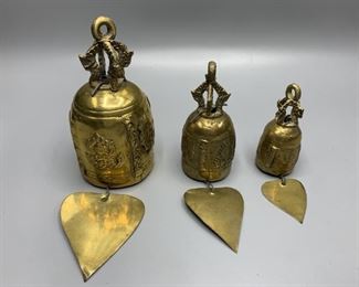 (4) Vintage Buddha Brass Bells