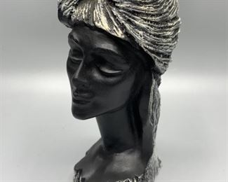 Vtg., 1980 "Serenity" Sculpture: Black Coral Bust