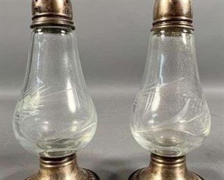 Sterling And Glass Salt & Pepper Shakers