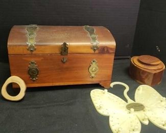 Vintage Wooden Trinket Boxes With Jewelry Organizer