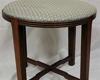 Vintage Wooden Stool Upholstered