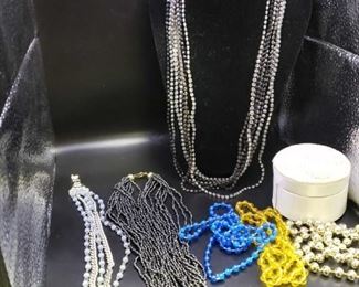 Vintage Beaded Jewelry, Beads And Beaded Trinket Box