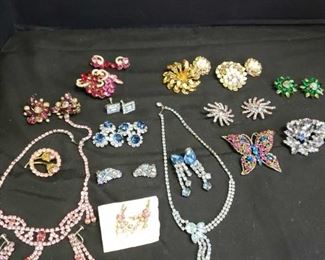 Vibrantly Colorful Costume Jewelry Pins, Earrings And Necklaces