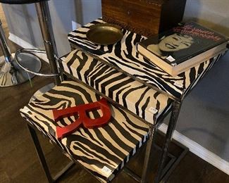 Stackable Zebra print Tables