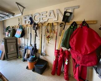More Garage items including Tools by Black and Decker, Rigid Shop Vac, Large PAGEANT sign