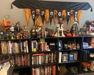 Halloween Decorations and 15 linear feet of Books and More