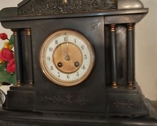 Solid marble mantle clock antique.