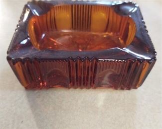 1950s amber glass ash tray