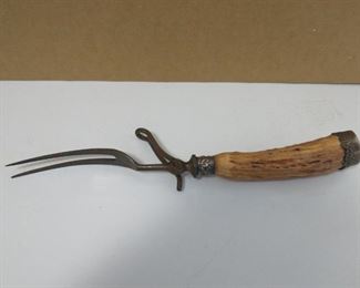 Antique stag handle carving fork