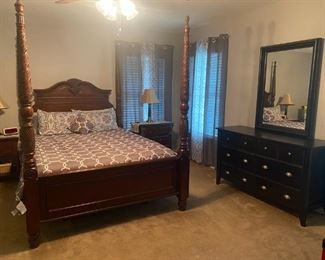 Double bed, dresser with mirror and 2 tall dressers in other photos