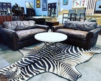 Leather sofa's and zebra rug for sale Orlando
