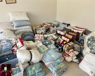 Pillows, sheet sets (K,Q), mattress pads, heated mattress pads, bath towel sets, throw pillows, tea towels and more! 