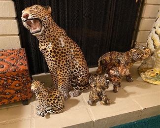 Large Cheetah Floor Figurines, Elephant figurines 