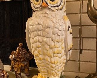 Large Owl Figurine and Umbrella Holder