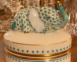 Herend Porcelain Elephant Figurine and Container
