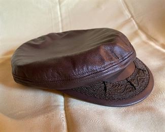 Brown Leather Cap