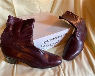 Vintage Italian Burgundy Leather Boots