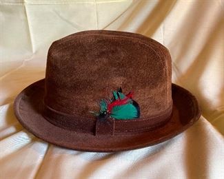 Brown Suede Leather Hat