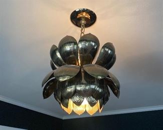 Unique Lotus light fixture. Pressed tin & just beautiful!! Has already been removed and ready for its new home!! 