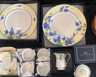 Amon G. Carter Family Bluebonnet China- dinner plates, platter, tea cup & saucer, cream & sugar