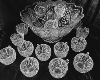 Glass Punch Bowl Set - 12 cups