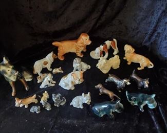 Porcelain and Brass Dog Figurines