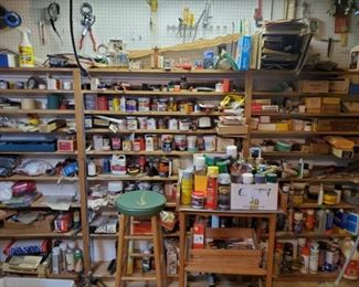Wall of Paint Supplies