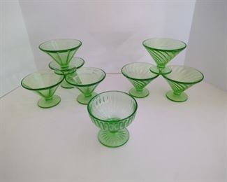 Green Depression glass Sherbet Cups