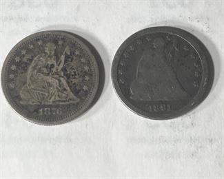 1876&1891 Seated Liberty Quarter dollars
