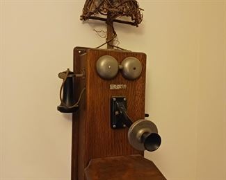 Oak Crank Wall telephone antique