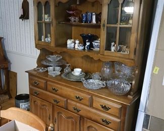 Vintage china cabinet with Crystal serving pieces