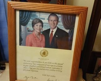 George and Barbara Bush autographed letter
