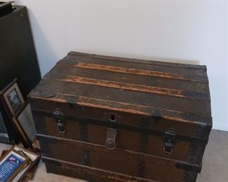 Antique wood steamer trunk