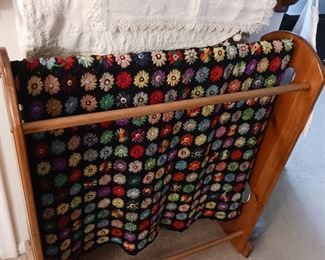 Antique Afghan and quilt rack