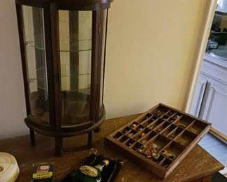 Curved glass salesman sample cabinet miniature