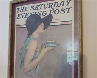 Art Deco Saturday evening post framed picture
