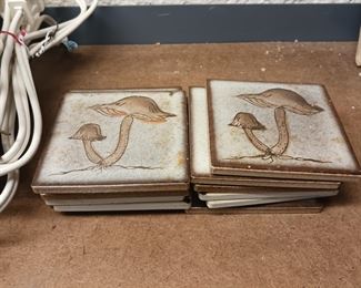 Small grouping of mushroom ceramic tiles